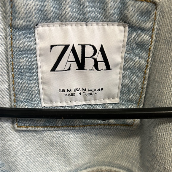 Zara Light Blue Ripped Denim Jacket - Picture 3 of 3